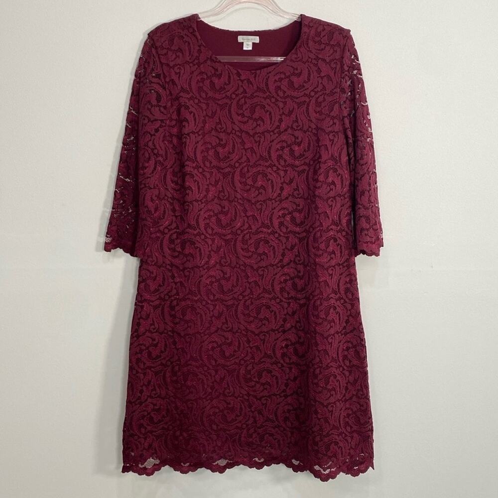 Garnett Hill Lace Sheath Dress Women's 14 Maroon